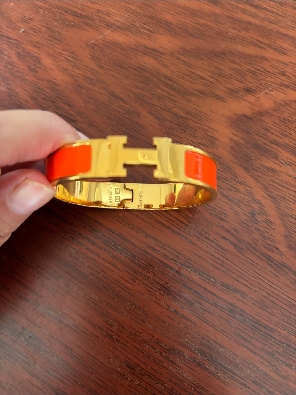Stanley Polished Gold Hinged Bangle Bracelet